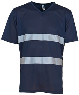 Yoko Unisex volwassenen hi-vis v hals veiligheid t-shirt Blauw - M