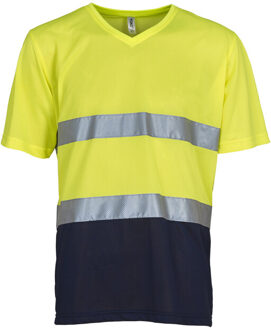 Yoko Unisex volwassenen hi-vis v hals veiligheid t-shirt - maat XL Geel