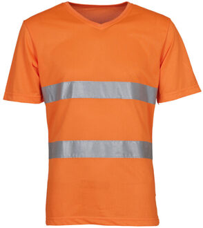 Yoko Unisex volwassenen hi-vis v hals veiligheid t-shirt Oranje - XL