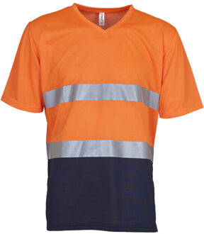 Yoko Unisex volwassenen hi-vis v hals veiligheid t-shirt Oranje - XL