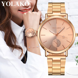 YOLAKO Casual Quartz Stainless Steel Band Newv Strap Watch Analog Wrist Watch brand fashion sport ladies Часы Женские Наручные