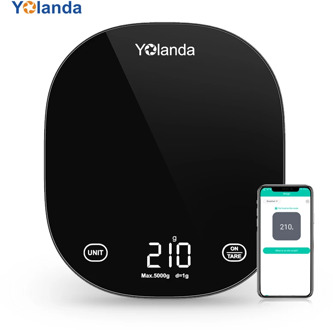 Yolanda Smart Kitchen Scale 5kg Bluetooth Food Weight Scale 1g Increment Food Measuring Weighing Scale Nutrition Diary Tracking