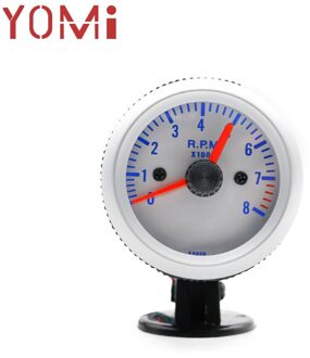 Yomi 2 "52Mm 12V Auto Toerenteller Rpm Gauge 0 ~ 8000 Rpm Meter Fit 4 6 8 Cilinder Wit Led Auto Gauge Meter Gauge Pod