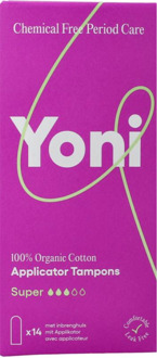 Yoni Biologisch Katoenen Tampons Super - Met Applicator 14 stuks