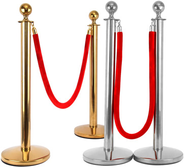 Yonntech 2pcs Business Crowd Control Stanchion Control Barrier Posts Safety Rope with 1.5m Queue