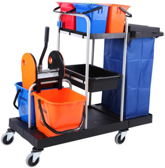 Yonntech Multi-function trolley cleaning Hygienic Trolley cleaning vehicle tool linen car hotel service car Bucket cleaning