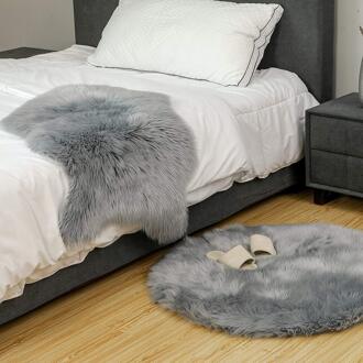Yooap Alfombra Faux Fur Schapenvacht Stijl Tapijt Pluizige Tapijten Anti-Slip Yoga Tapijt Voor Woonkamer Slaapkamer Sofa Floor (75X120 Cm) Grijs