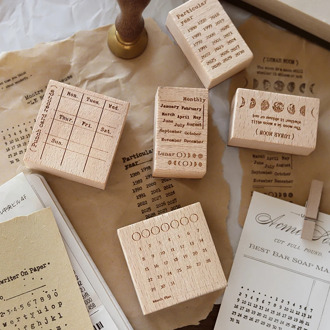 Yoofun Special Daily Weekly Monthly Yearly Phase of the Moon Wooden Rubber Stamps for Bullet Journaling Scrapbooking Deco DIY