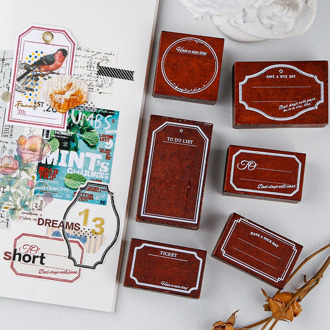 Yoofun Vintage Border Stamp Edging Wooden Rubber Stamps for Scrapbooking Bullet Journaling Creative Standard Stamp DIY Frame