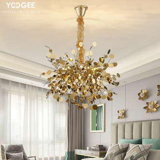 YOOGEE chandelier lighting Nordic design Gold stainless chain lamp living room dining room bedroom led light