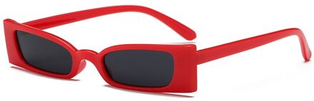 YOOSKE Kleine Vierkante Zonnebril Vrouwen Cat Eye Zonnebril Dames Luxe Eyewear UV400 Shades rood zwart