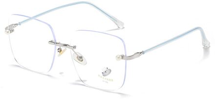 Yooske Randloze Parel Vierkante Brilmontuur Vrouwen Elegante Computer Eyewear Anti Blauw Licht Brillen Frames Luxe