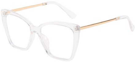 Yooske Transparante Oversized Brillen Frames Voor Vrouwen Vintage Cat Eye Bril Frame Anti Blauw Licht Lenzenvloeistof Computer Lens doorzichtig
