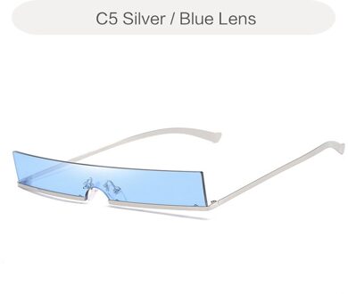 YOOSKE Zonnebril Mannen Vrouwen Trend Rechthoek Zonnebril Metalen Frame Dames Vintage Cateye Brillen UV400 Blauw