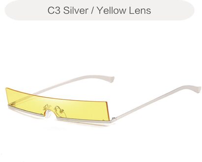 YOOSKE Zonnebril Mannen Vrouwen Trend Rechthoek Zonnebril Metalen Frame Dames Vintage Cateye Brillen UV400 Geel