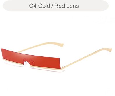 YOOSKE Zonnebril Mannen Vrouwen Trend Rechthoek Zonnebril Metalen Frame Dames Vintage Cateye Brillen UV400 Rood