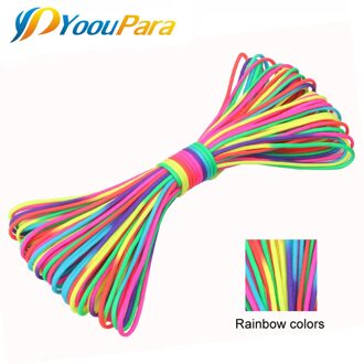 YoouPara 100FT Regenboog Paracord 4mm nylom 7 Stands 550 Touw Outdoor Klimmen Camping Tent Armband Cuerda Escalada Cord