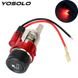 Yosolo Motorfiets Auto Sigarettenaansteker 12V 120W Stopcontact Plug Boot Met Led Licht rood