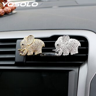 YOSOLO Olifant Air Outlet Clip Auto Parfum Auto Accessoires Auto-styling Diamond Crystal Luchtverfrisser Auto Decoratie Zilver