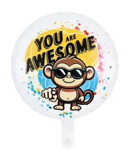 You Are Awesome Folieballon Aap Rond (46cm) Multikleur - Print