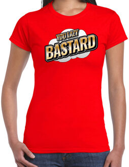 You lazy bastard fun tekst t-shirt voor dames rood in 3D effe M