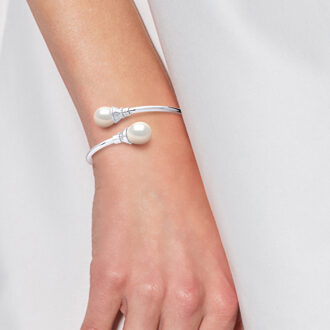 You & Me armband zoetwaterparels 11-12 mm White 925 Wit