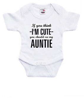 You think I am cute see my auntie kraamcadeau tante rompertje wit jongens en meisjes 92 (18-24 maanden)