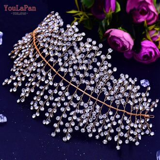 Youlapan HP258 Silver Rhinestone Crown Bruids-hoofddeksels Luxe Crystal Wedding Tiara Vrouwen Hoofdband Haar Accessoires Hoofddeksels gouden