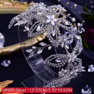 Youlapan HP308 Strass Bruids Haar Sieraden Bridal Tiara Diamanten Bruiloft Hoofddeksel Bridal Crown Silver Crystal Hoofdbanden HP305-S