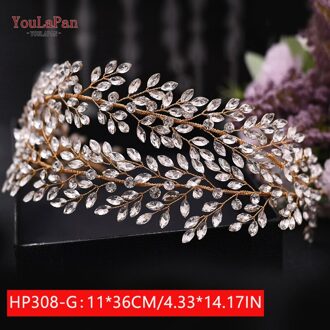 Youlapan HP308 Strass Bruids Haar Sieraden Bridal Tiara Diamanten Bruiloft Hoofddeksel Bridal Crown Silver Crystal Hoofdbanden HP308-G