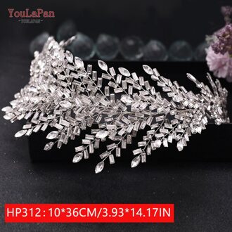 Youlapan HP308 Strass Bruids Haar Sieraden Bridal Tiara Diamanten Bruiloft Hoofddeksel Bridal Crown Silver Crystal Hoofdbanden HP312