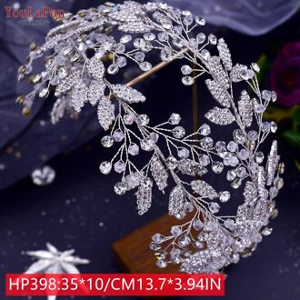 Youlapan HP308 Strass Bruids Haar Sieraden Bridal Tiara Diamanten Bruiloft Hoofddeksel Bridal Crown Silver Crystal Hoofdbanden HP398-S