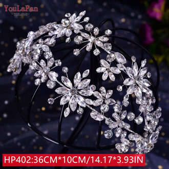 Youlapan HP308 Strass Bruids Haar Sieraden Bridal Tiara Diamanten Bruiloft Hoofddeksel Bridal Crown Silver Crystal Hoofdbanden HP402-S