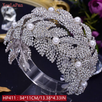 Youlapan HP308 Strass Bruids Haar Sieraden Bridal Tiara Diamanten Bruiloft Hoofddeksel Bridal Crown Silver Crystal Hoofdbanden HP411-S