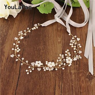 YouLaPan SH126 Gold Bloemen Bruiloft Bruids Riemen met Parels crystal Bruiloft Accessoires Riemen op de Jurk trouwjurk riemen grijs lint