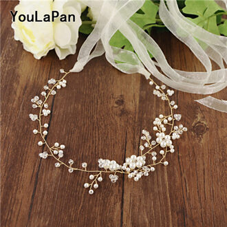 YouLaPan SH126 Gold Bloemen Bruiloft Bruids Riemen met Parels crystal Bruiloft Accessoires Riemen op de Jurk trouwjurk riemen ivoor organza