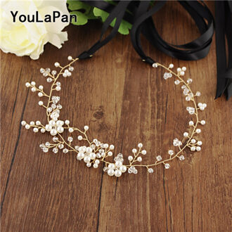 YouLaPan SH126 Gold Bloemen Bruiloft Bruids Riemen met Parels crystal Bruiloft Accessoires Riemen op de Jurk trouwjurk riemen zwart lint