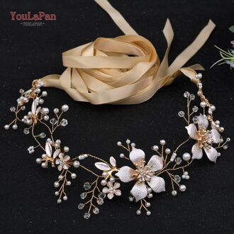 Youlapan SH357 Bruiloft Strass Trim Riem Gouden Bruids Riem Bloemen Bruids Sjerpriem Crystal Bruiloft Riemen Bruids Lint Sash champagne lint