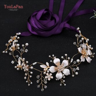 Youlapan SH357 Bruiloft Strass Trim Riem Gouden Bruids Riem Bloemen Bruids Sjerpriem Crystal Bruiloft Riemen Bruids Lint Sash paars lint