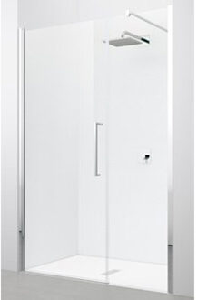 Young 2.0 GFL draaideur met vaste wand in lijn voor nis 117/121x200cm chroom/satin Y2GFL1174K