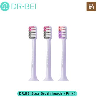 Youpin Dr · Bei 3 Stks/set Tandenborstel Hoofd Voor BY-V12 Ultrasone Elektrische Tandenborstel Vervanging Hoofd Waterdichte Hygiëne Zorg Schoon paars