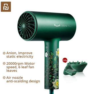 Youpin Hair Dryers Van Gogh H5 Anion Negative Ion Hair Dryer 1800W Electric Hair Dryers 20000rpm Motor Speed 6 Leaf Fan Leaves