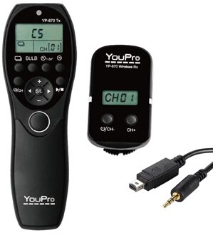 YouPro YP-870 DC2 2.4G Draadloze Afstandsbediening LCD Timer Ontspanknop Zender Ontvanger 32 Kanalen voor Nikon Dslr-camera