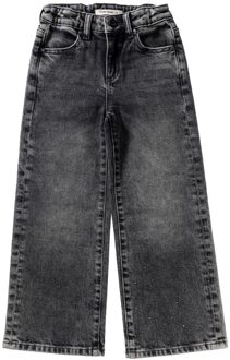 Your Wishes winter jeansbroek meisjes - grijs - wide leg fit, glitter, stretch - maat 140