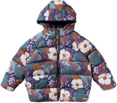 Your Wishes winter winterjas meisjes - blauw - Florid Flare - puffer - maat 146/152