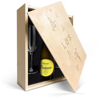 YourSurprise Champagnepakket met glazen - Riondo Prosecco Spumante - Gegraveerde deksel