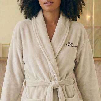 YourSurprise Dames badjas borduren - Beige - L/XL
