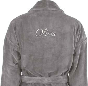 YourSurprise Dames badjas borduren - Grijs - L/XL