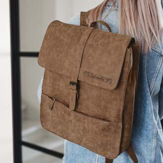 YourSurprise Eco leren rugtas met naam - Groot