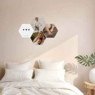 YourSurprise Forex wandpaneel met foto of naam - Hexagon - 4 stuks